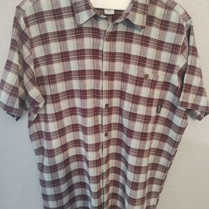 Patagonia Burgundy and White Plaid Button Down Shirt